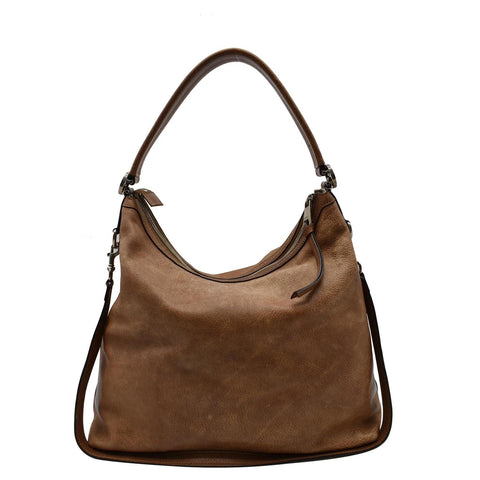 GUCCI Miss GG Pebbled Leather Hobo Bag Brown 323676
