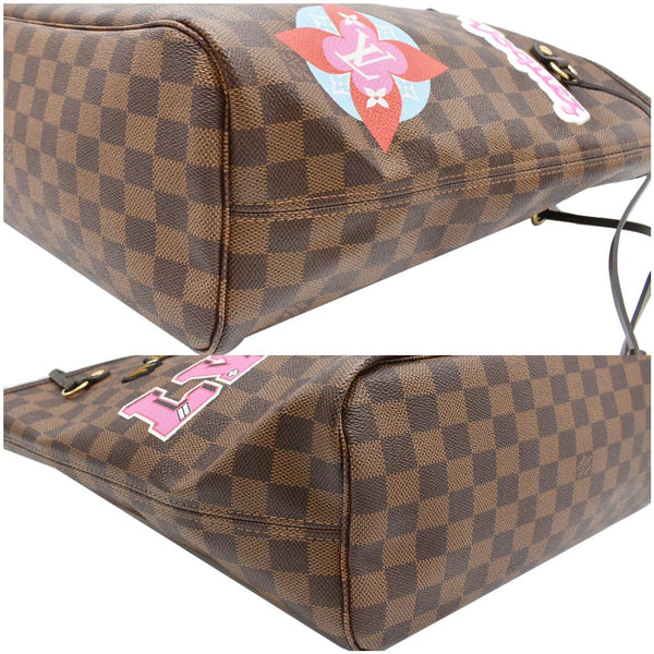 Louis Vuitton Neverfull Patches MM Damier Ebene Tote Bag Brown