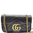GUCCI Marmont Super Mini Matelasse Leather Crossbody Bag Black