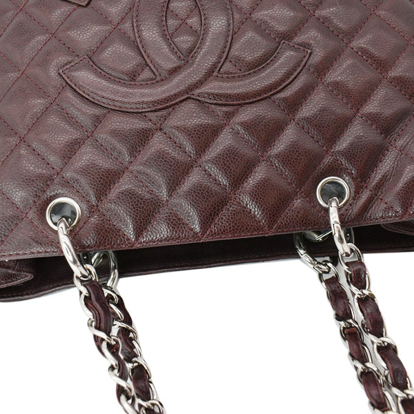 CHANEL Grand Shopping GST Caviar Leather Tote Bag Maroon