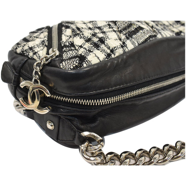Chanel Twisted Zipper Tweed Leather Handbag - silver shoulder chain bag