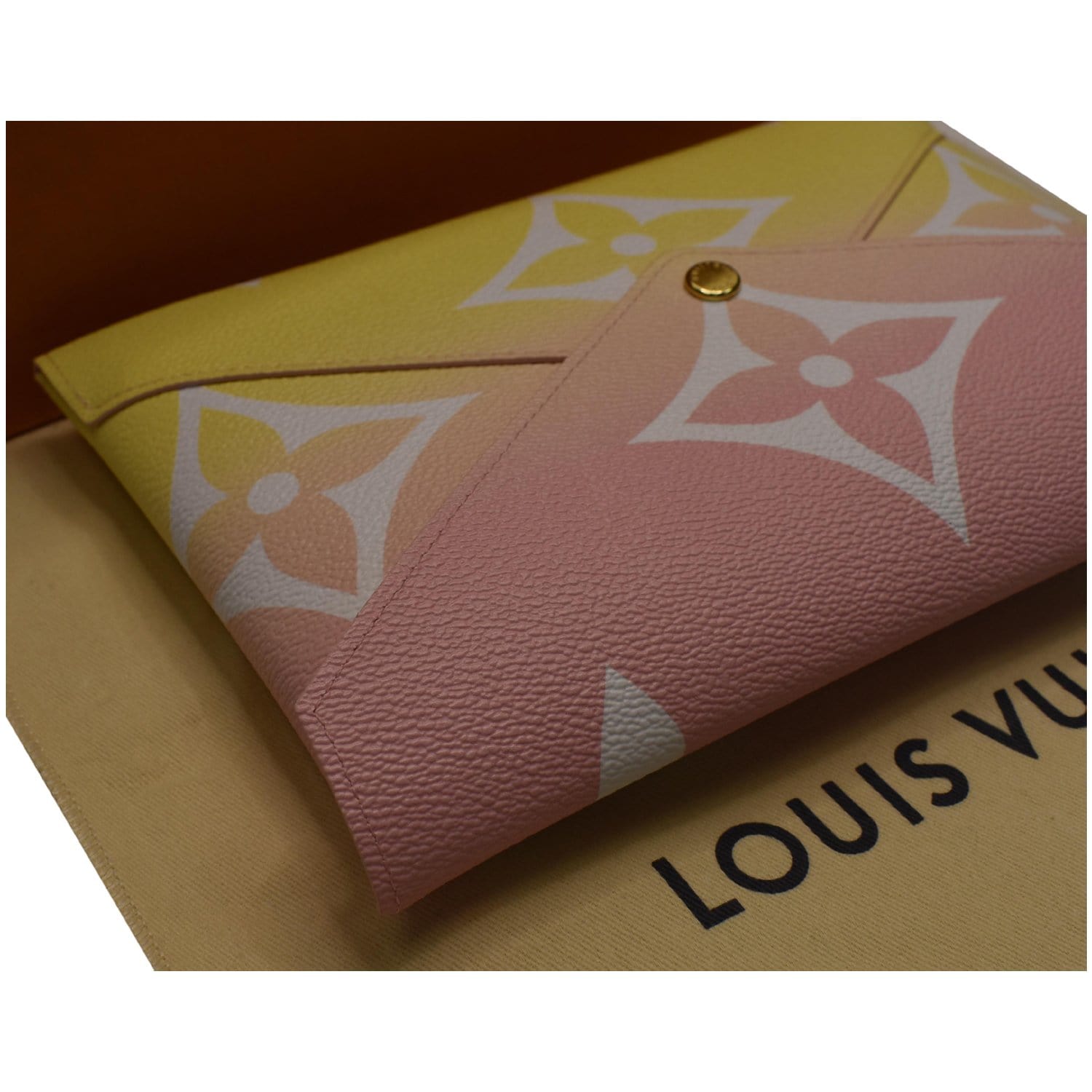 Louis Vuitton Giant Monogram Canvas by The Pool Kirigami Pochette Gold Hardware, 2021, Pink/Blue/White Womens Handbag