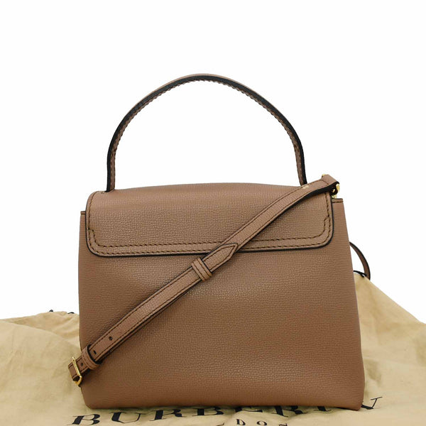 BURBERRY Banner Derby Small House Check Leather Tote Shoulder Bag Pale Taupe