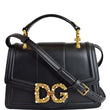 DOLCE & GABBANA Amore Calfskin Leather Shoulder Bag Black