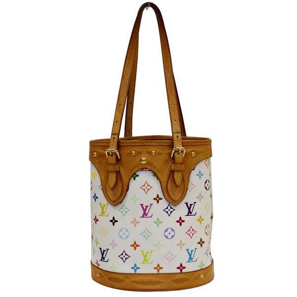 LOUIS VUITTON Fringe Bucket Monogram Multicolor Shoulder Bag White