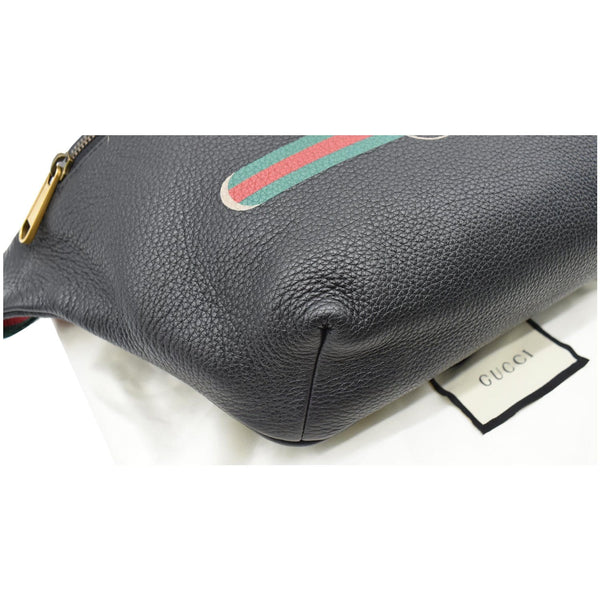 GUCCI Print Medium Leather Belt Waist Bum Bag Black 530412