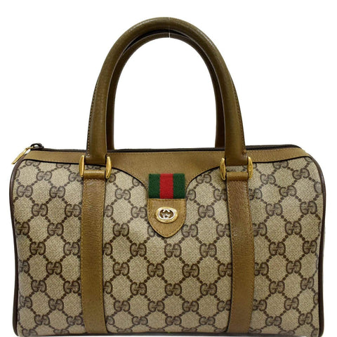 GUCCI Vintage Doctor GG Canvas Boston Satchel Bag Beige