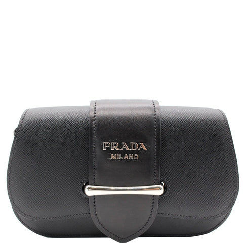 PRADA City Sidonie Small Leather Crossbody Bag Black