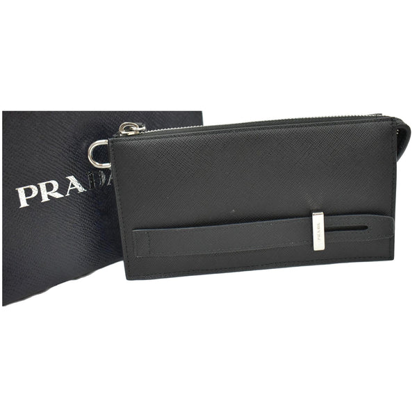 Prada Saffiano Leather Phone Pouch Bag Black - shop now