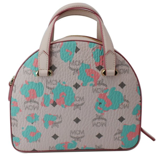 MCM Mini Aren Half Moon Floral Canvas Tote Bag Pink