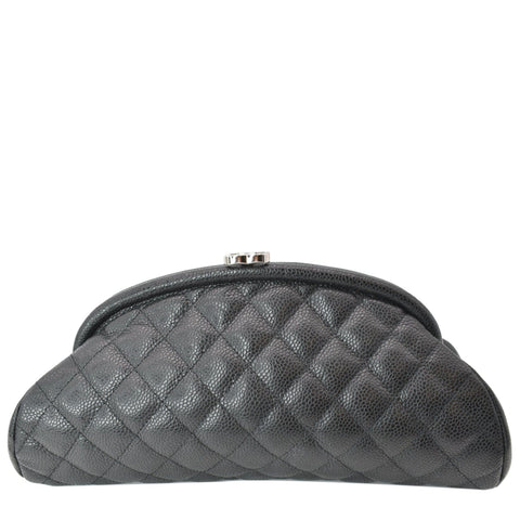 CHANEL Timeless Caviar Quilted Leather Clutch Black