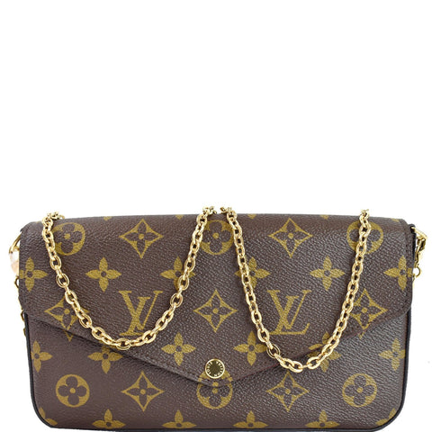 LOUIS VUITTON Pochette Felicie Monogram Canvas Crossbody Bag Brown