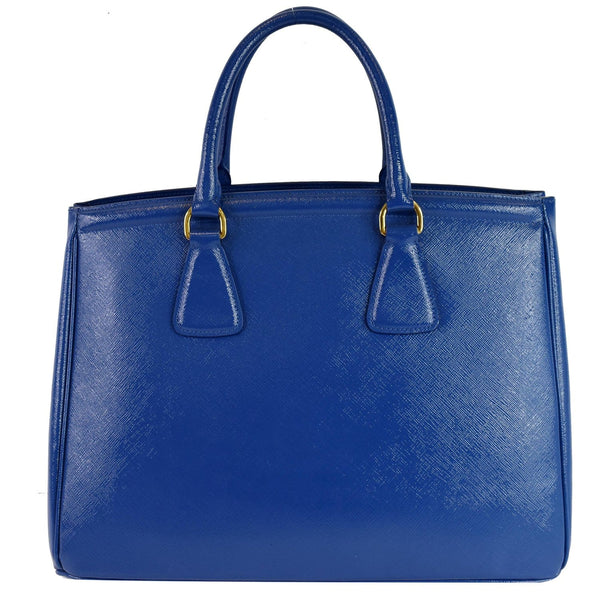 PRADA Parabole Saffiano Lux Leather Shopping Tote Blue
