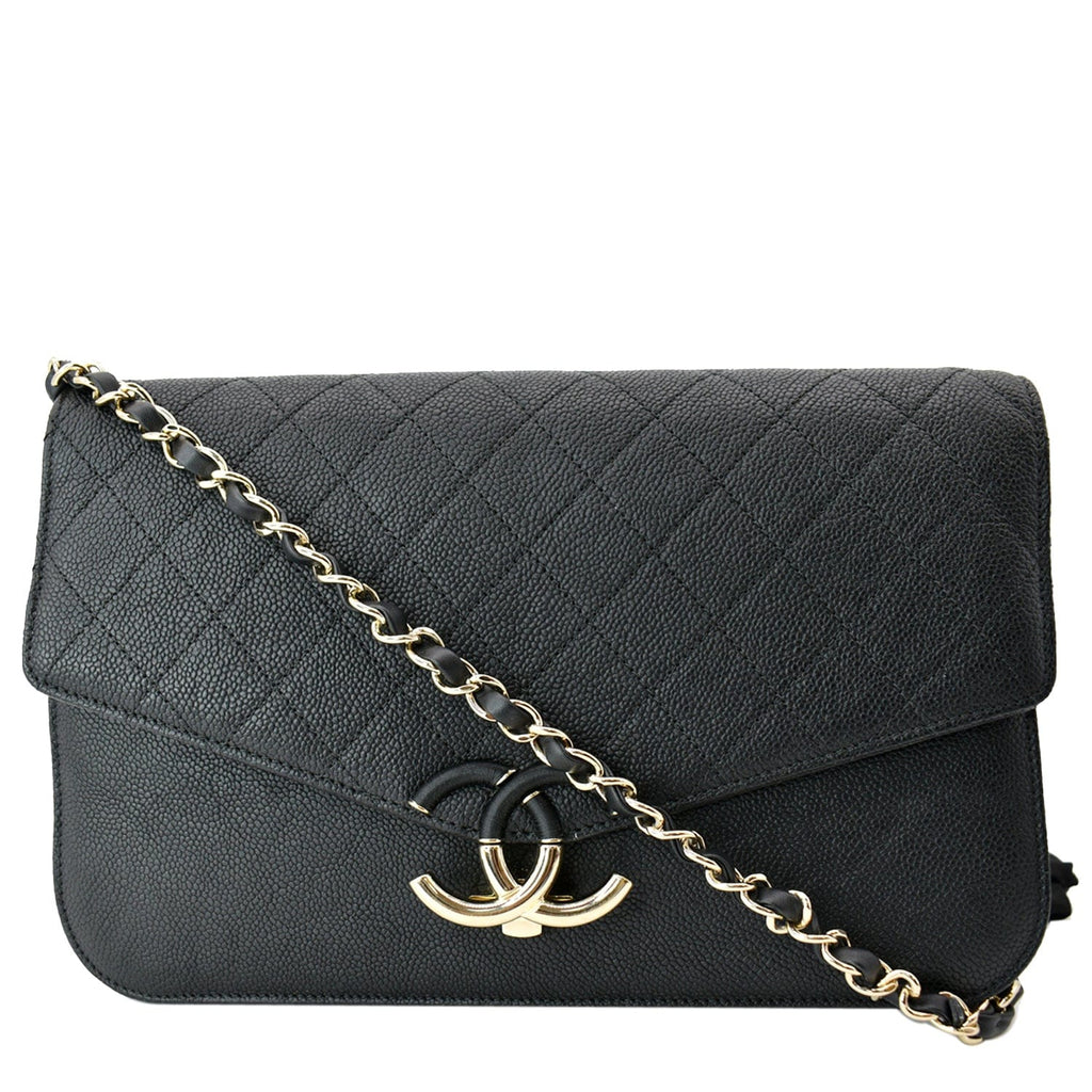 CHANEL Thread Around Caviar Leather Chain Flap Crossbody Bag
