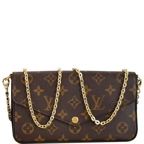 LOUIS VUITTON Pochette Felicie Monogram Canvas Crossbody Bag Brown