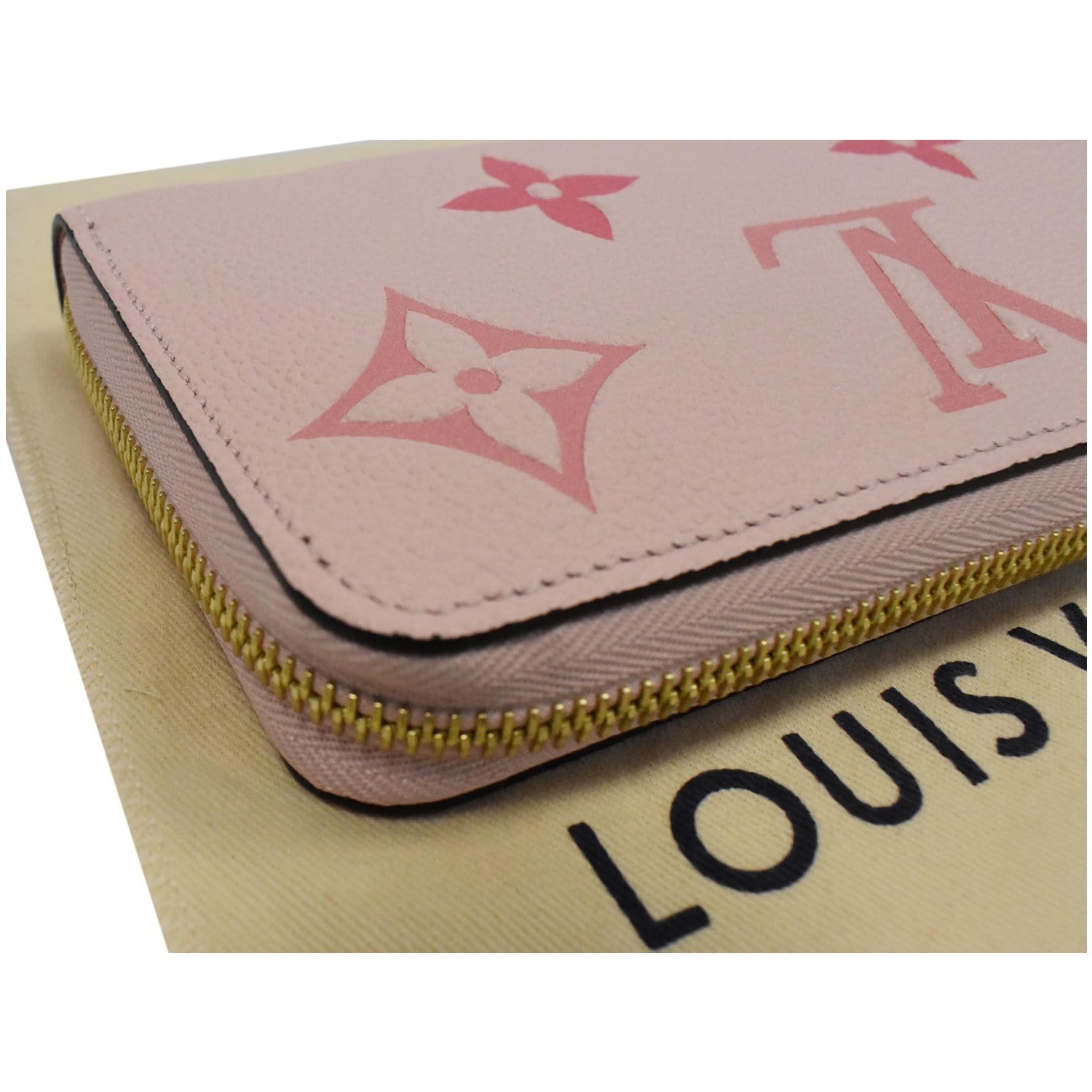 AuthenticLouis Vuitton Empreinte Rose Poudre Pink Leather Clemence Zippy  Wallet