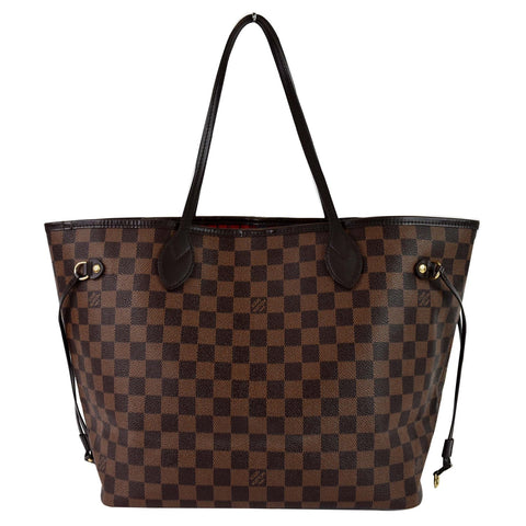 LOUIS VUITTON Neverfull MM Damier Ebene Tote Shoulder Bag Brown