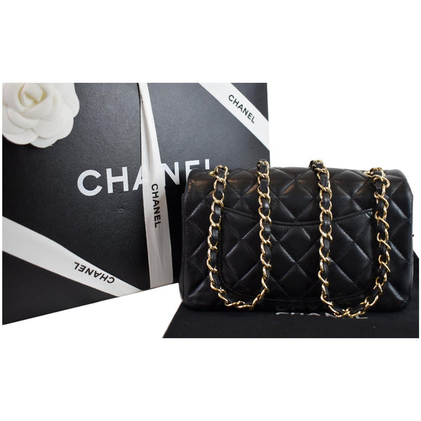 CHANEL Mini Rectangular Flap Quilted Lambskin Leather Shoulder Bag Black