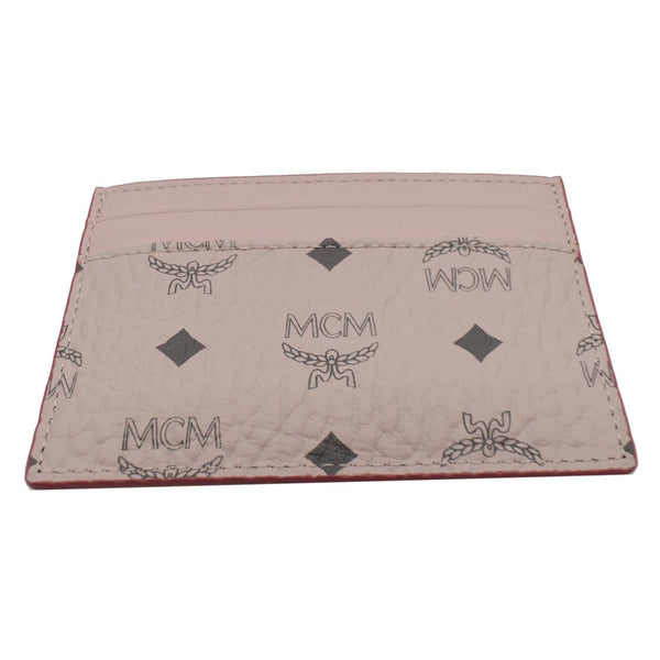 MCM Mini Visetos Monogram Canvas Card Holder Pink