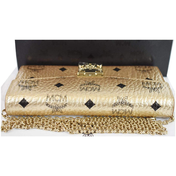 MCM Berlin Visetos Crossbody Chain on Wallet Gold