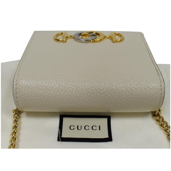 Gucci Zumi Mini Grainy Leather Chain Wallet - GG logo gold