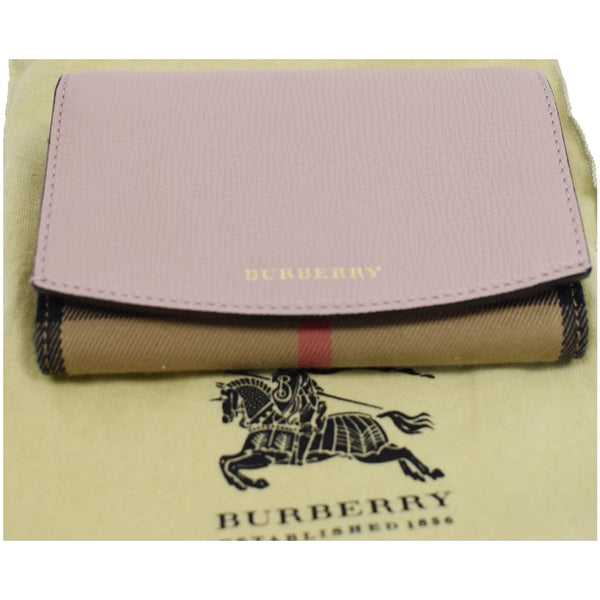 BURBERRY Luna House Check Leather Wallet Rose Pink