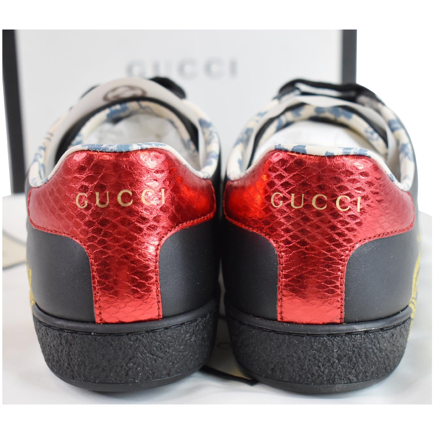 GUCCI Web Ace Guccy Leather Sneakers Black 525268 US 7