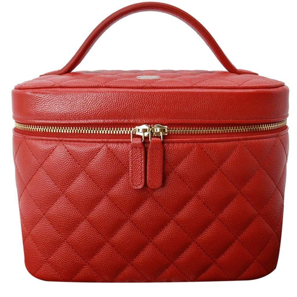 chanel red vanity case bag
