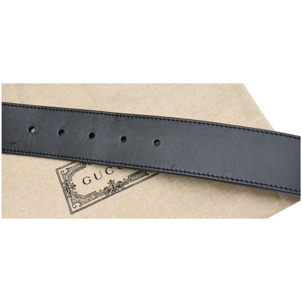 GUCCI Double G Buckle Leather Belt Black 400593 Size 100.40