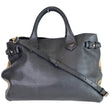 BURBERRY House Check Medium Banner Calf Leather Tote Bag Black
