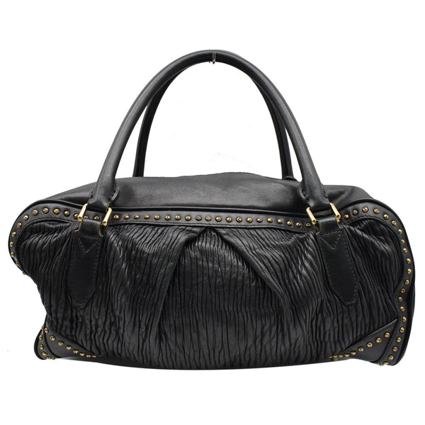 BURBERRY Studded Leather Satchel Bag Black