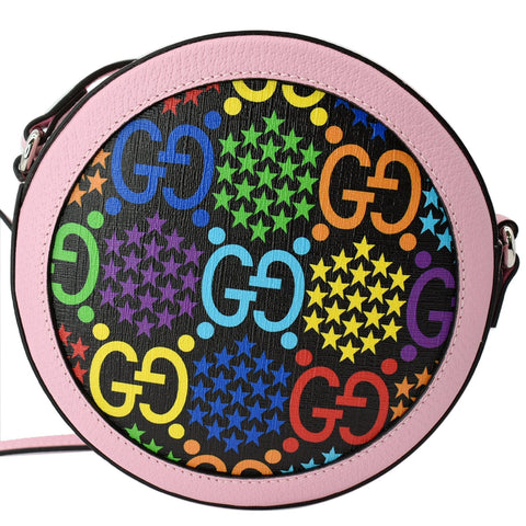 GUCCI GG Psychedelic Round Leather Crossbody Bag Multicolor 603938