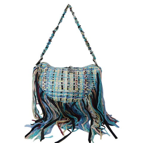 CHANEL Coco Cuba Hammock Tweed Woven Hobo Bag Turquoise