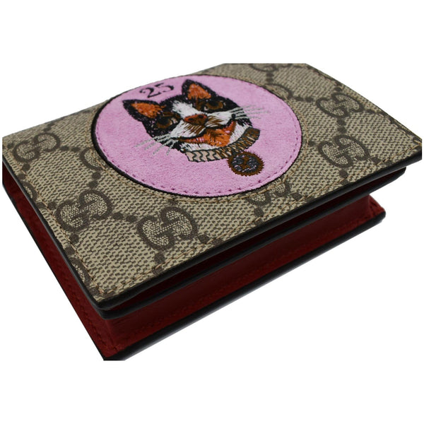 GUCCI Bosco Patch GG Supreme Canvas Card Case Wallet Beige 506277