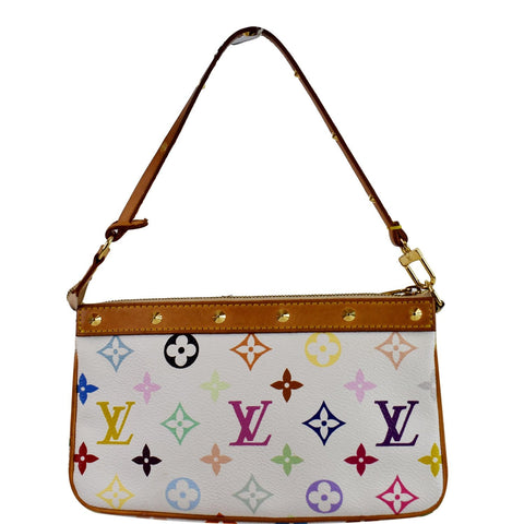LOUIS VUITTON Pochette Accessories Multicolor Monogram Pouch White