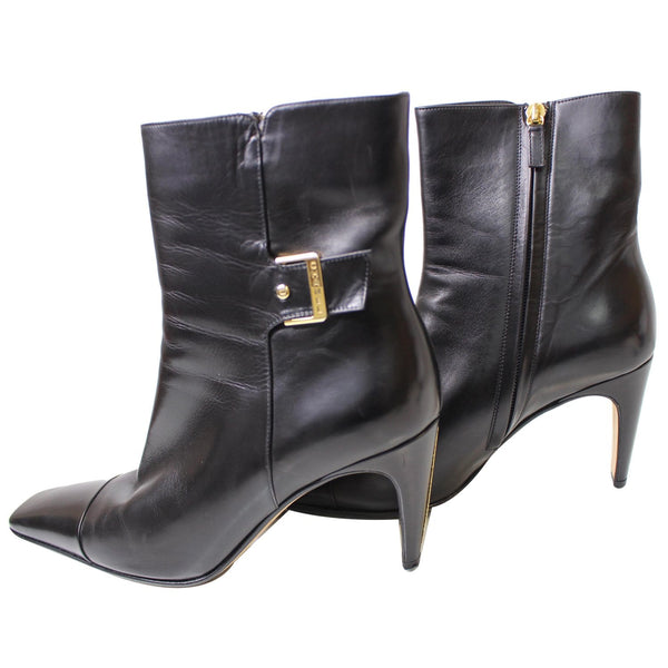 Chanel Ankle Leather Zip Boots - Size US 9.5