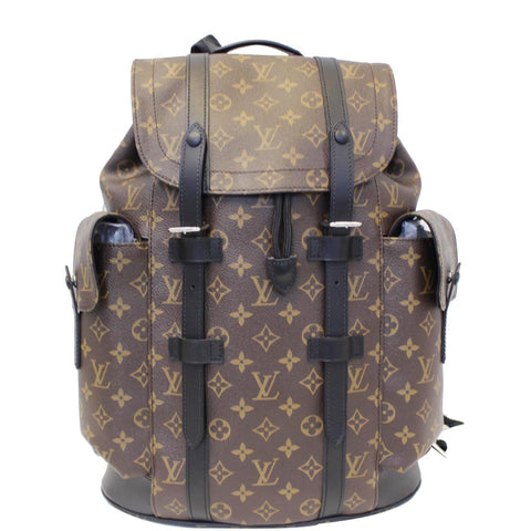 LOUIS VUITTON Christopher PM Monogram Macassar Canvas Backpack Bag Brown