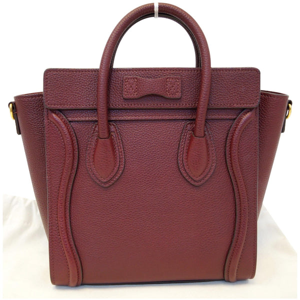 CELINE Nano Luggage Calfskin Leather Shoulder Bag Light Burgundy