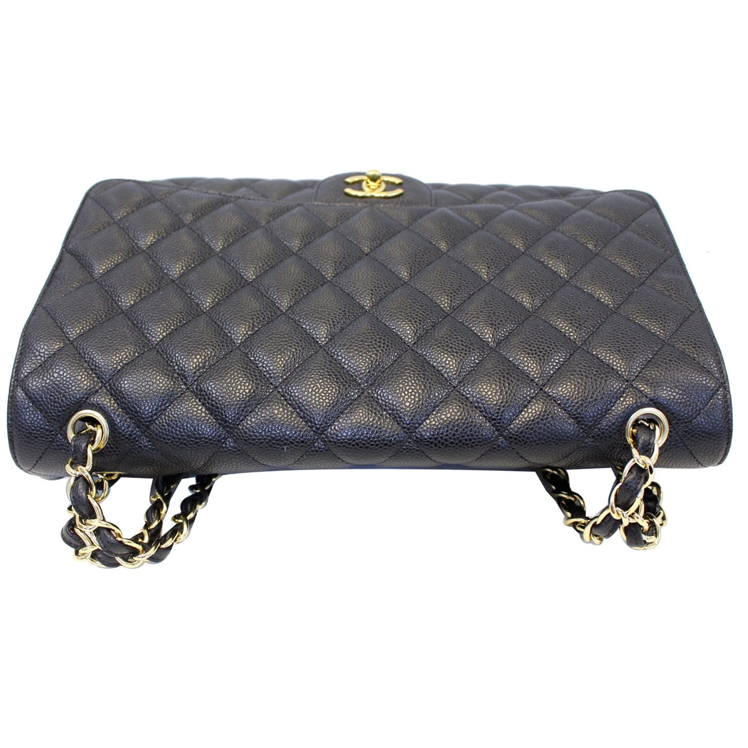 Chanel Black Quilted Caviar Jumbo Classic Double Flap Silver Hardware, 2013 (Very Good), Womens Handbag