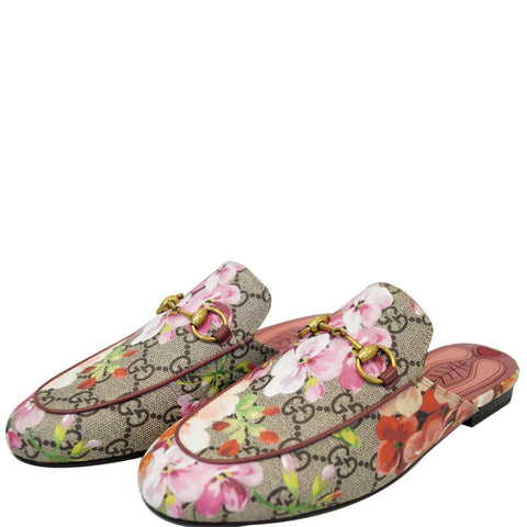 GUCCI Princetown GG Canvas Horsebit Blooms Slipper Pink US 6 432772