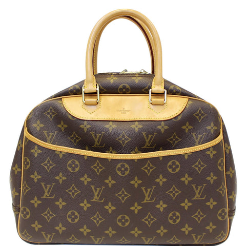 LOUIS VUITTON Deauville Monogram Canvas Boston Satchel Bag Brown