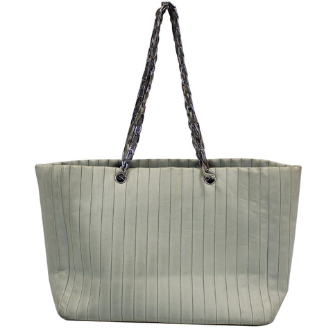 CHANEL Large CC Chain Lambskin Tote Shoulder Bag Cream