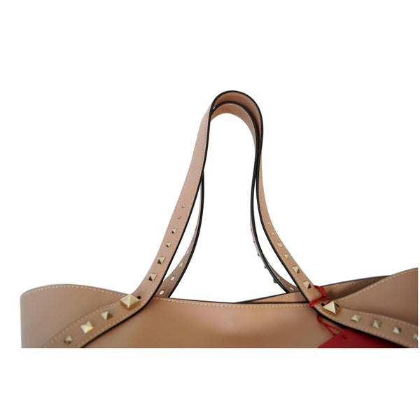 VALENTINO Garavani Lovestud Calfskin Leather Tote Bag Pink - Strap View