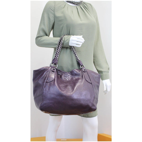 PRADA Cervo Lux Chain Shoulder Bag Purple