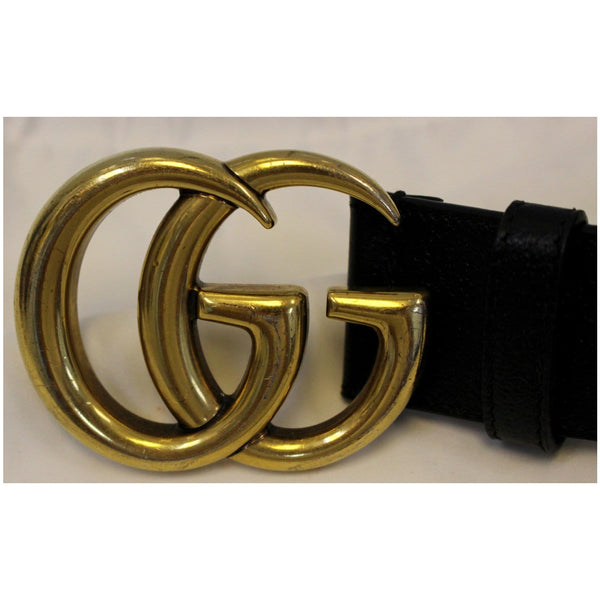 Gucci Double G Buckle Leather Belt Black Size 37 - buckle view