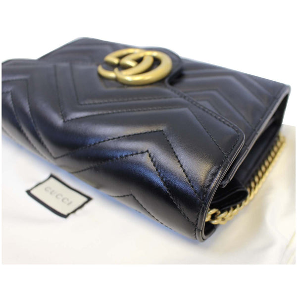GUCCI GG Marmont Matelasse Black Leather Super Mini Crossbody Bag-US