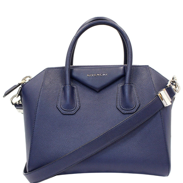 GIVENCHY Antigona Small Goatskin Leather Shoulder Bag Blue