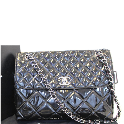 CHANEL Sac Rabat Patent Leather Shoulder Bag