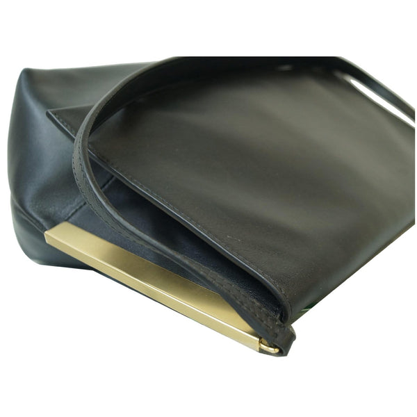 CELINE Flap Clasp Smooth Calfskin Shoulder Bag Black