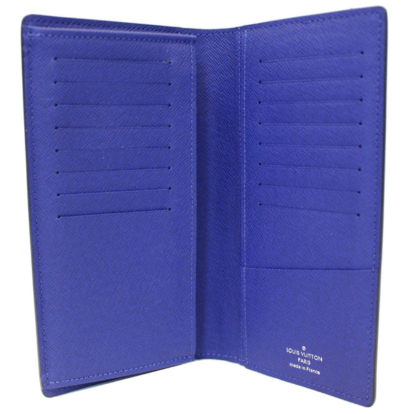 LOUIS VUITTON Brazza Taiga Leather Bifold Wallet Blue-US
